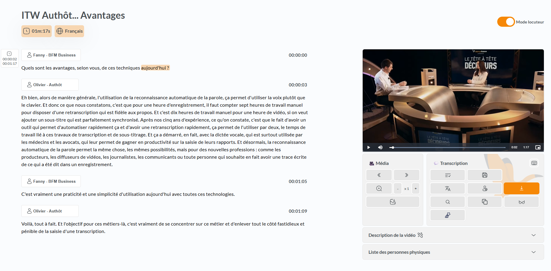 Capture d'écran de l'éditeur de texte de Authôt APP